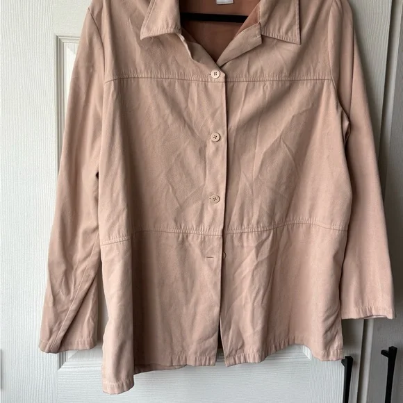 Tan Suede Spring Button Up Jacket - Picture 2 of 4